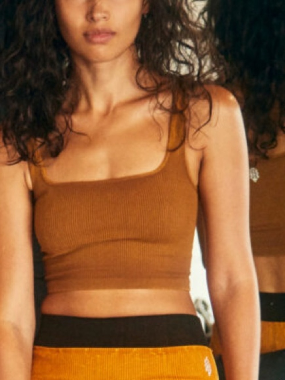 FP movement happiness runs ribbed Crop Tank  in Mustard Brown
